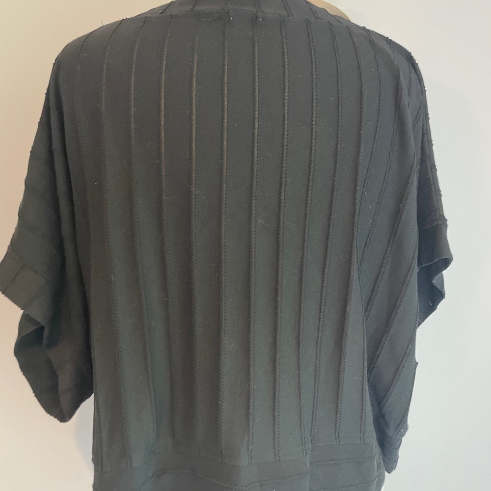 Umgee Black Oversized Short Sleeve Top V neck Cropped Ribbed boxy top Y2K 90s - Picture 6 of 11